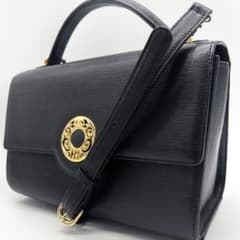 A940 美品 ハナエモリ 2WAY レザー ハンドバッグ 濃紺 金具 - メルカリ