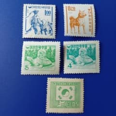 9419 外国切手 大韓民国 1960年代 珍島犬 亀趺碑 太極旗 等5種 - メルカリ