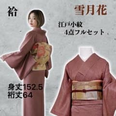 k251 正絹 江戸小紋 雪月花 4点 フルセット 身丈152.5裄丈64 - メルカリ