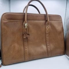 maruem ブラウン レザー ビジネスバッグ マルエム - メルカリ