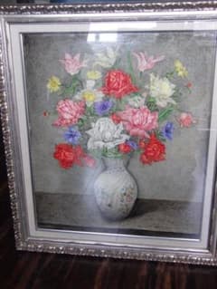 服部和三郎、薔薇とアネモネ 水仙 チューリップ、F10号、真作油絵