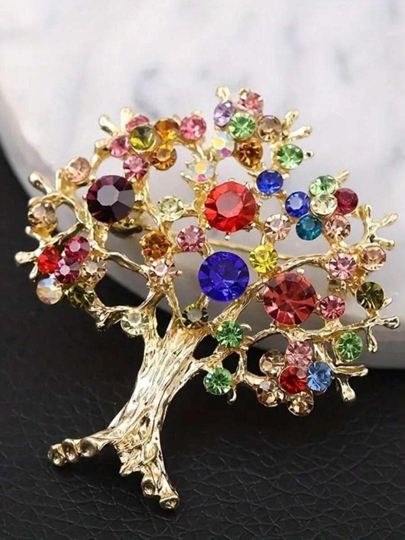 カラフルストーン木のブローチ【新品】 - メルカリ
