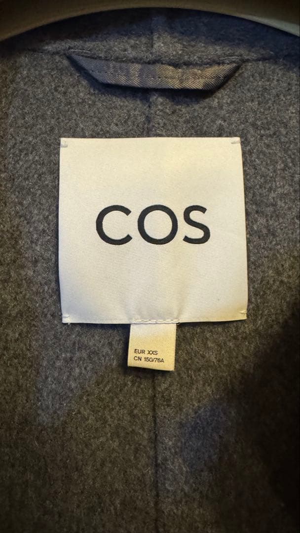 完売】COS 2025ダブルフェイス ウール スカーフコートグレー XXS
