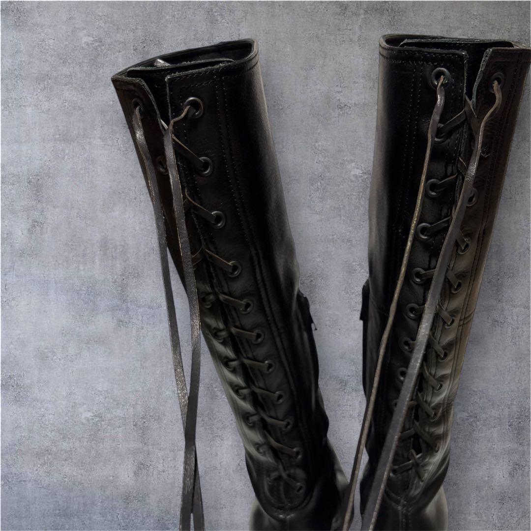 希少サイズ❣️23.5MIU MIU ロングブーツ 黒 本革 美脚ライン✨