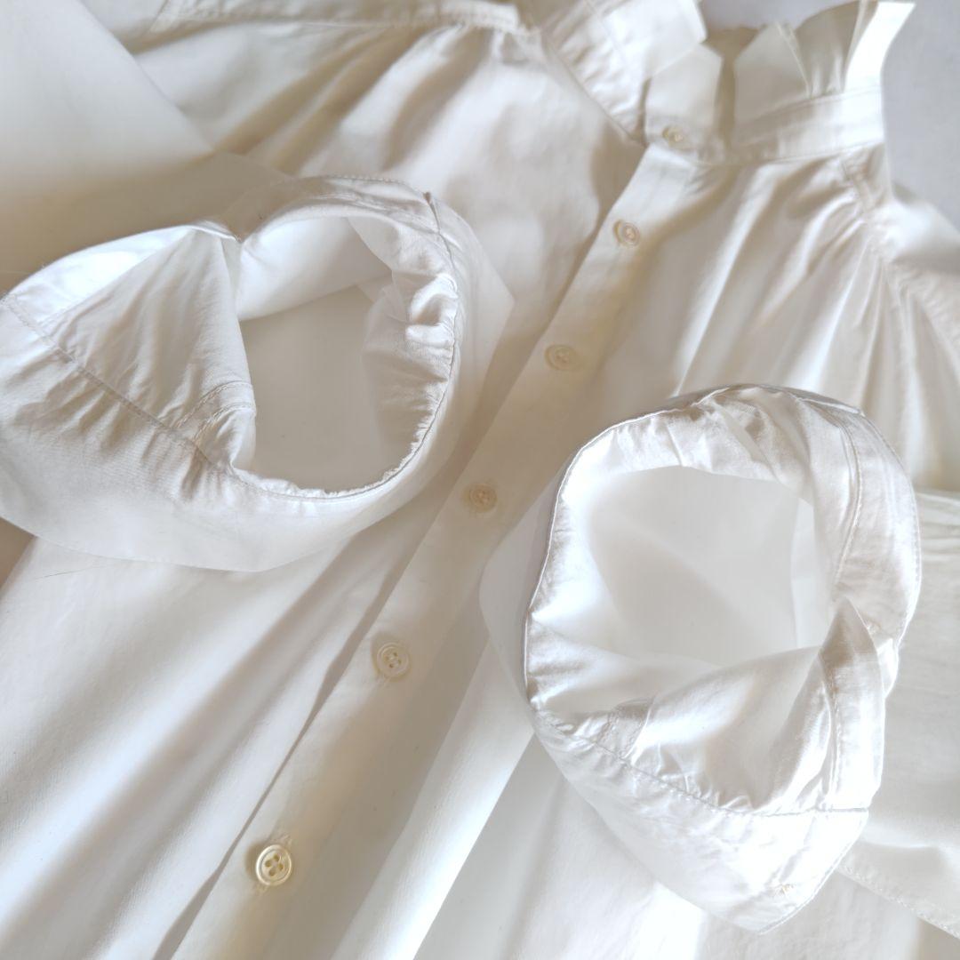 バスコ ハドゥ プルビオ 立襟 フリル ホワイト シャツ ブラウス インド