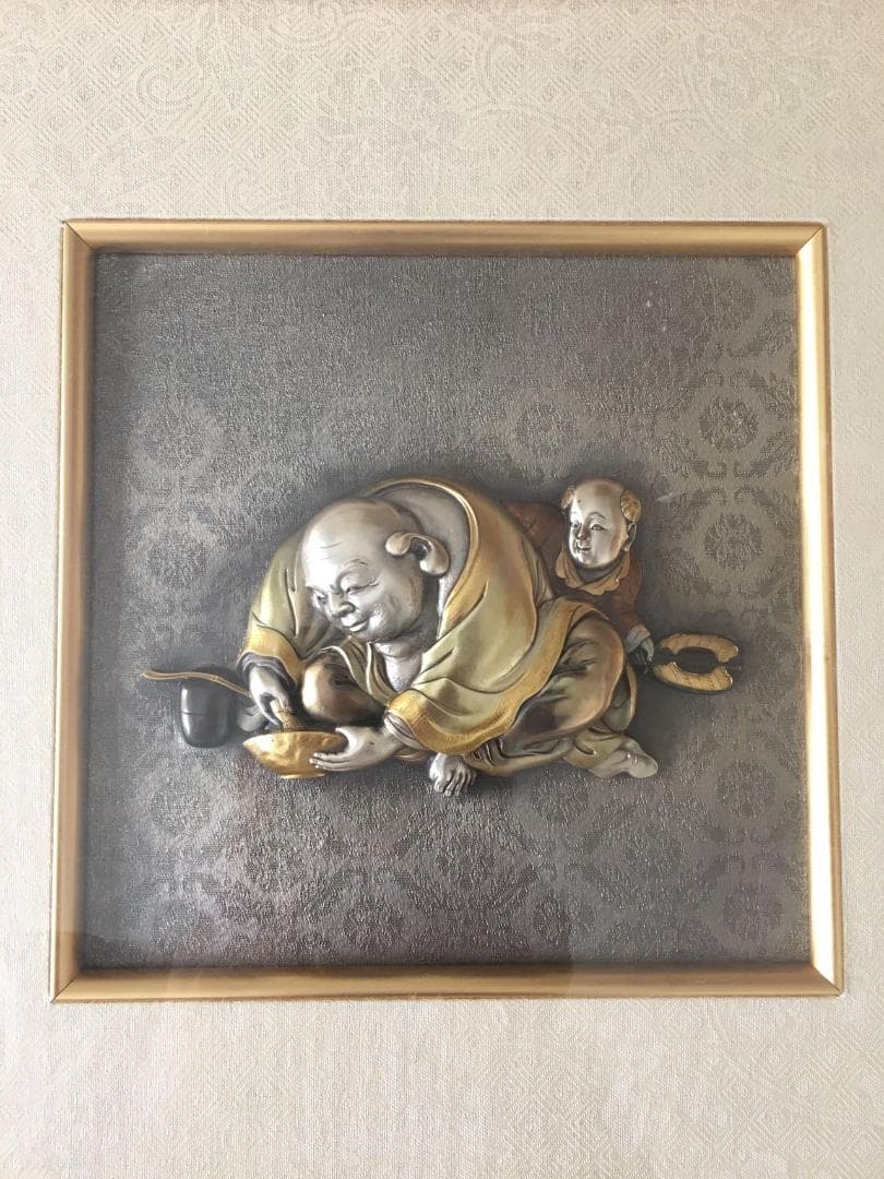 金銀銅象嵌 七福神 高岡彫金師 内島市平(青鳳)作 細密彫金 額装 - メルカリ