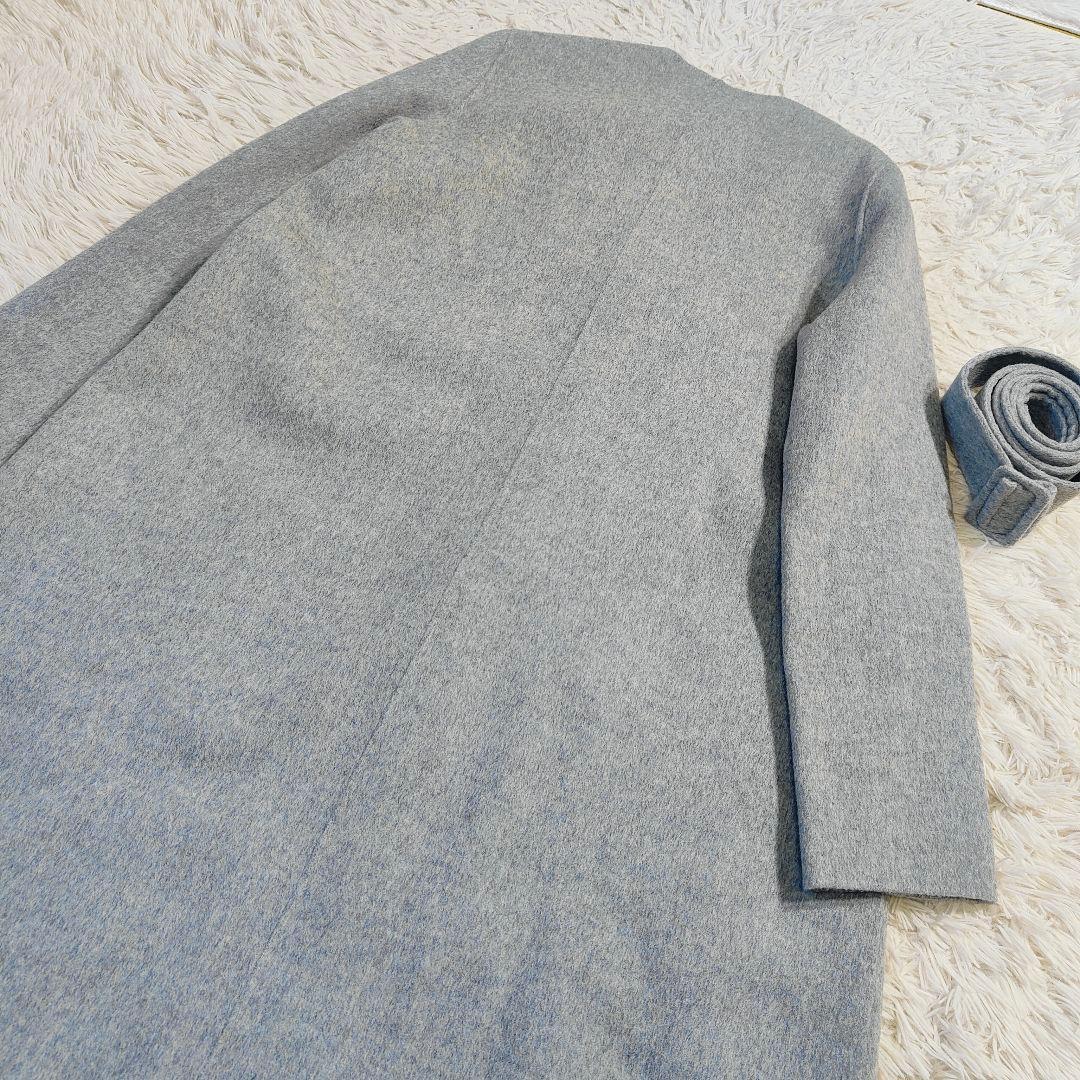 8万✨セオリー カシミヤ混 ノーカラーダブルフェイスロングコート