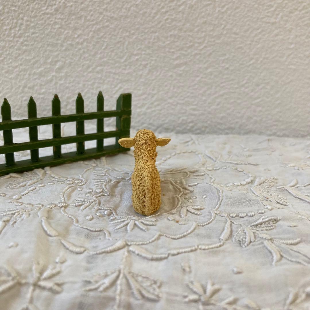 WF23ドイツアンティークザイフェン木製 ひつじ×2 羊飼い 柵 建物5点