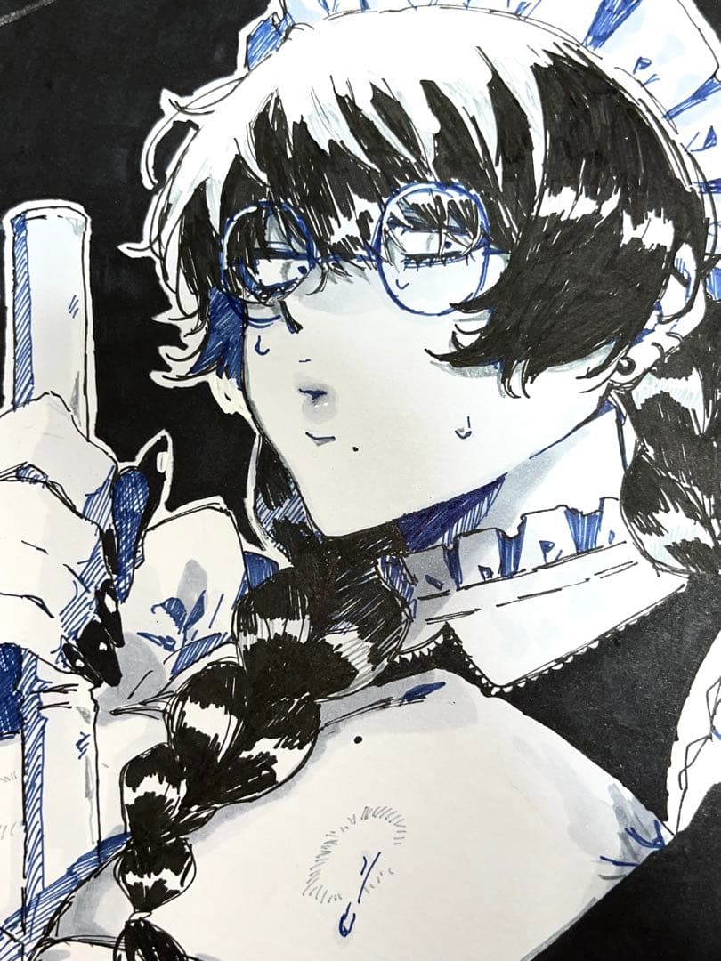 手描きイラスト オリジナル アナログイラスト 【一点物】 【色紙