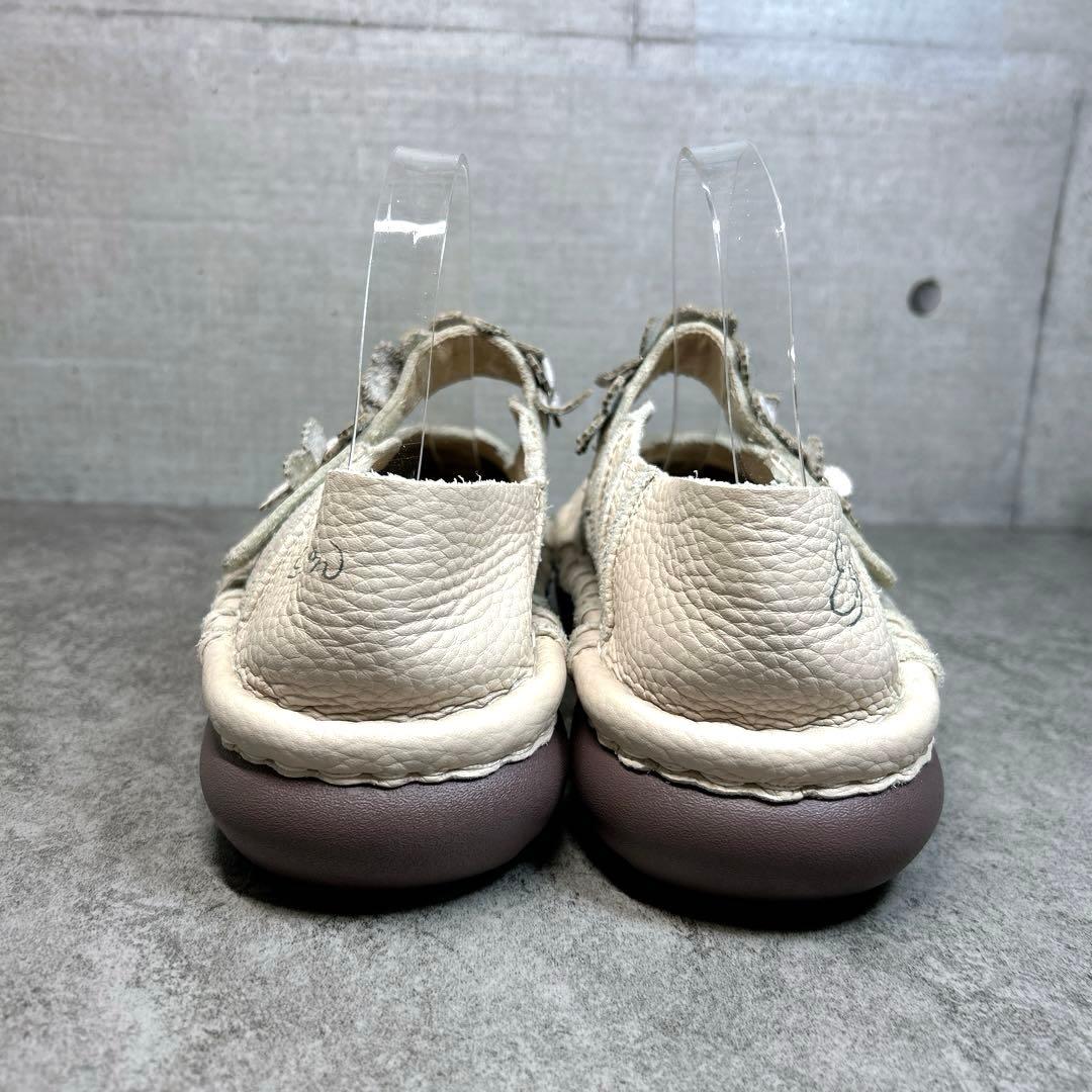 極美品【エスタシオン】お花 レザーメリージェーン/厚底/フラワー
