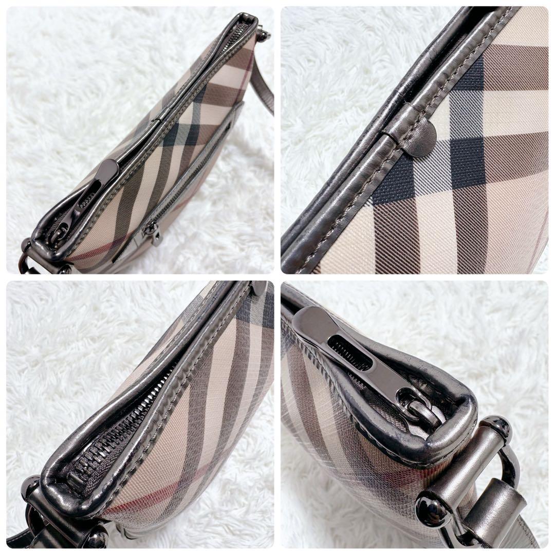 バーバリー ショルダーバッグ ノバチェック ベージュ レザー PVCメガ