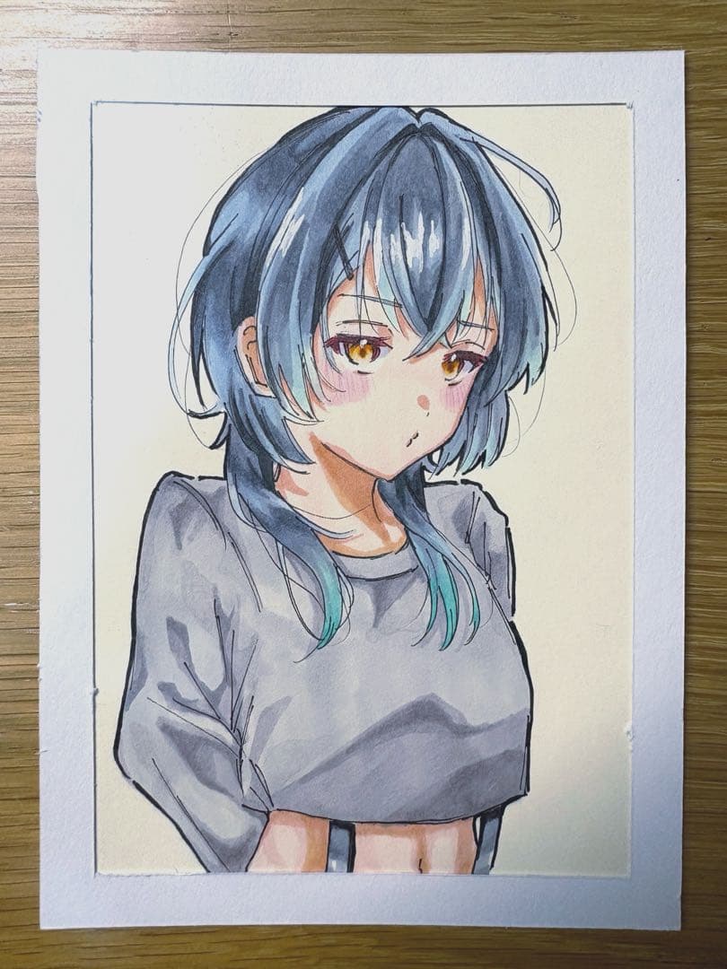 手描きイラスト オリジナル 色紙 - メルカリ