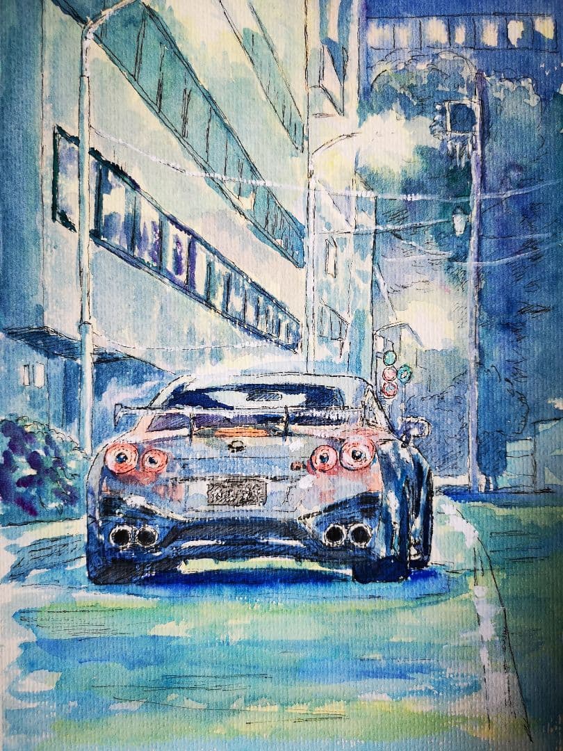 GT-R Tokyo Night 水彩画 原画 A4サイズ1 - メルカリ