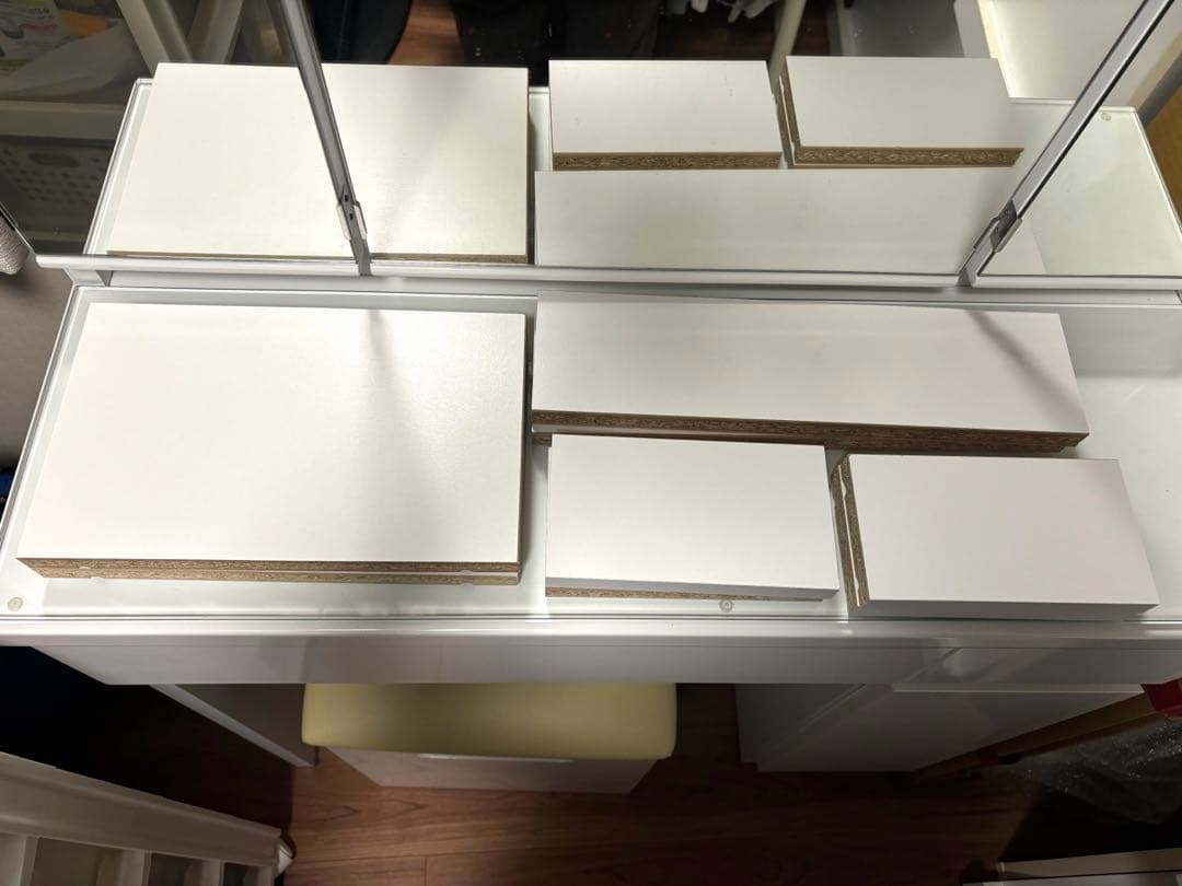 ニトリ3面鏡ドレッサーホワイト椅子（スツール）付き※少し訳あり