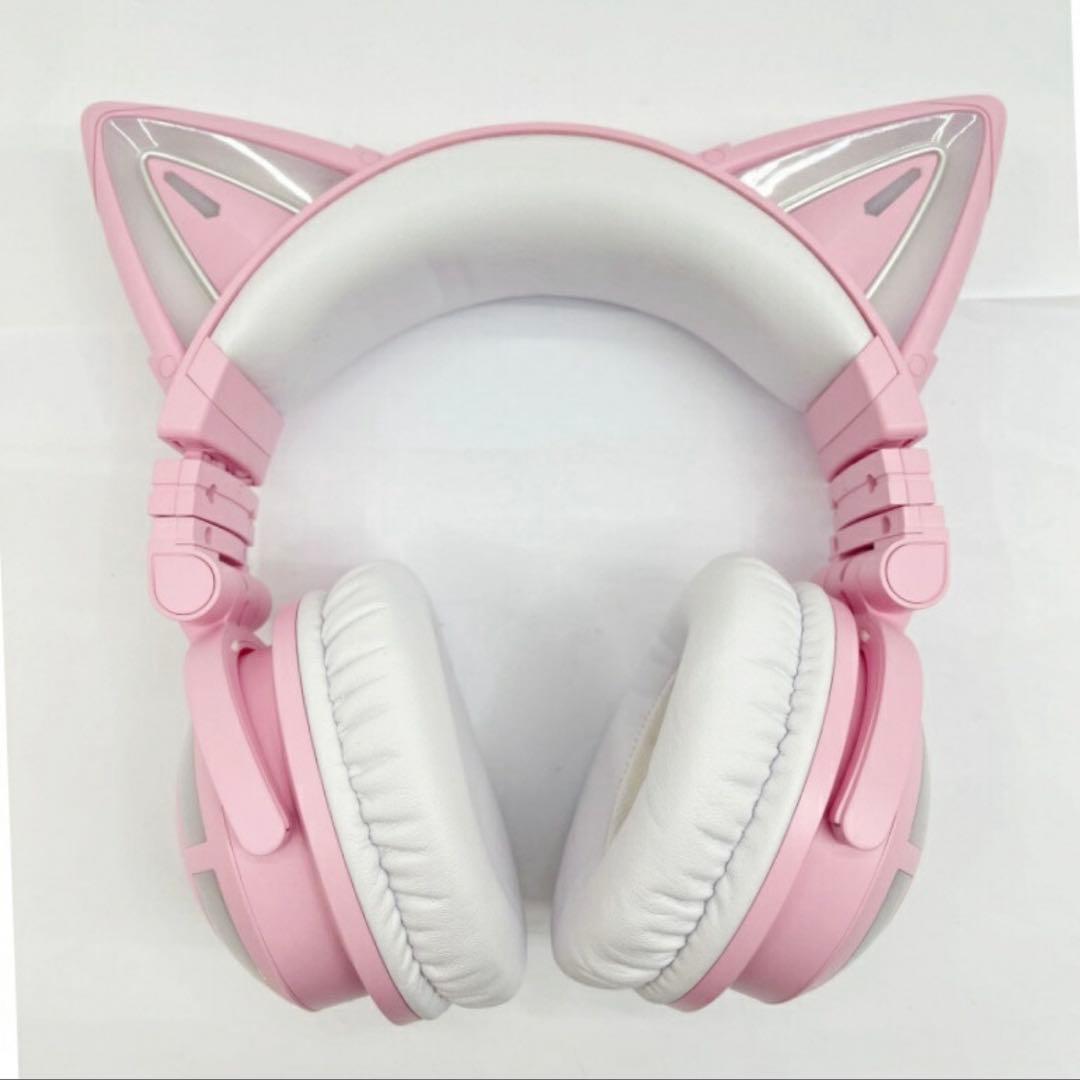 YOWU 猫耳 ヘッドホン ヘッドフォン ピンク - メルカリ