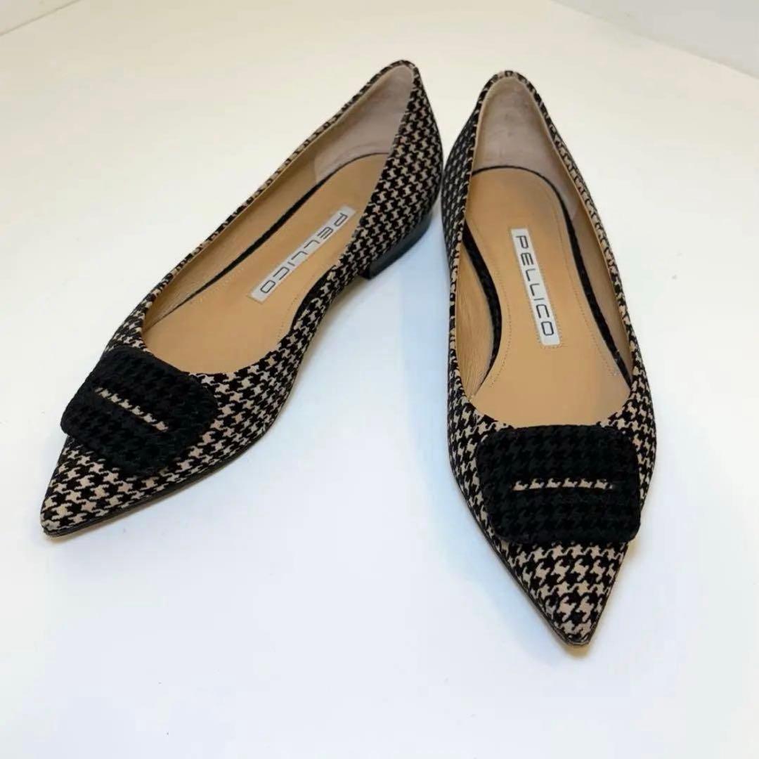 最終価格‼️(美品)ペリーコ 千鳥格子 フラットパンプス 23.5cm
