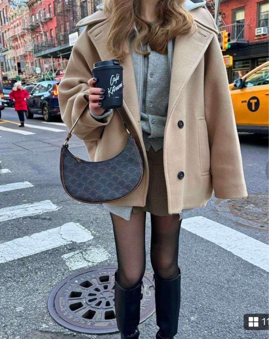 ZARA オーバーサイズ ショートウールブレンドコート - メルカリ