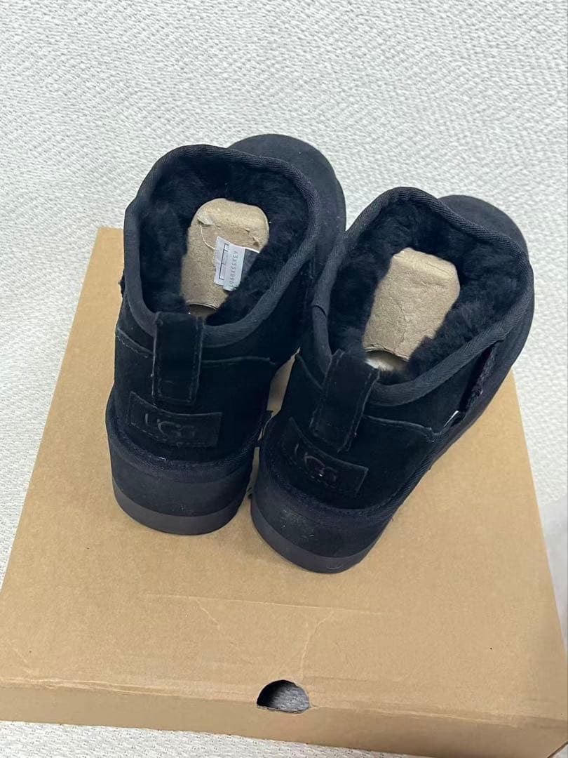 UGG ブラック ムートンブーツ プラットフォーム 厚底 23.5cm