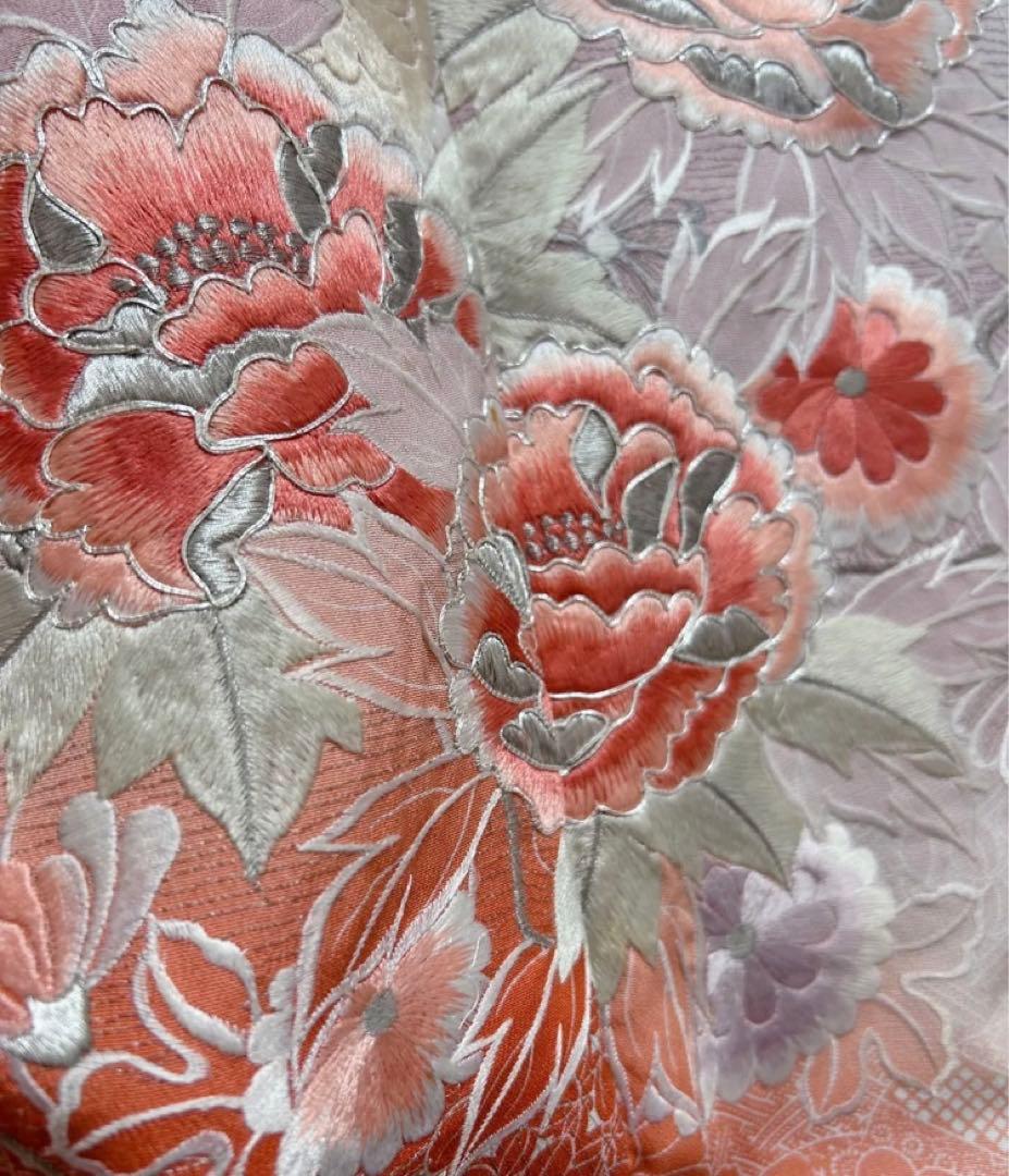 豪華刺繍正絹黒留袖袖フルセットお探しの方 西陣織袋帯 牡丹 駒刺繍 銀