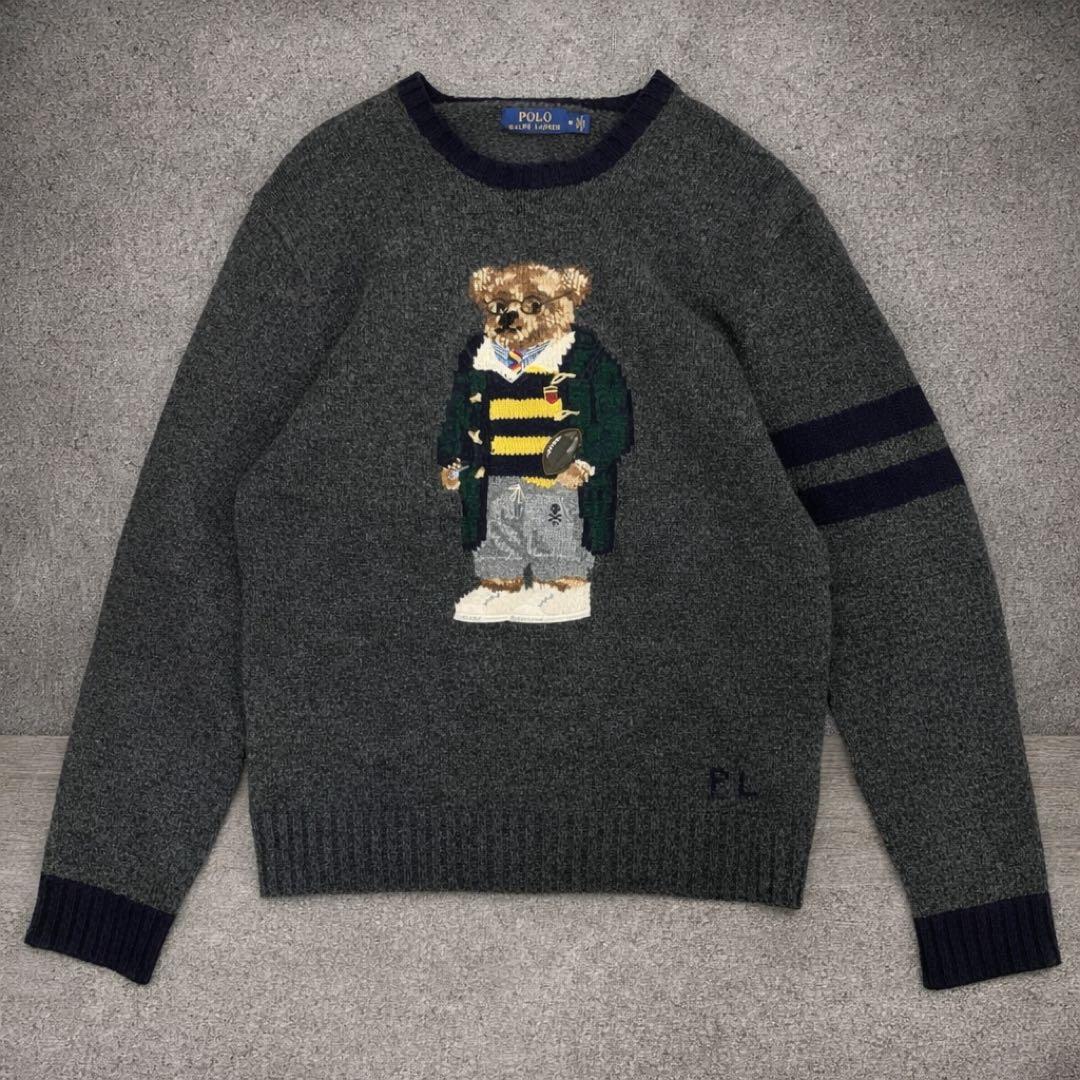 ポロラルフローレン ポロベア レタード セーター 50周年 グレー