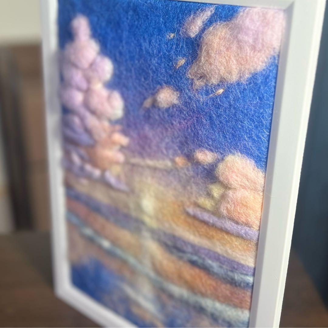 く*ん様 羊毛フェルト 羊毛絵画『夏の夜明け』ハンドメイド 羊毛刺繍