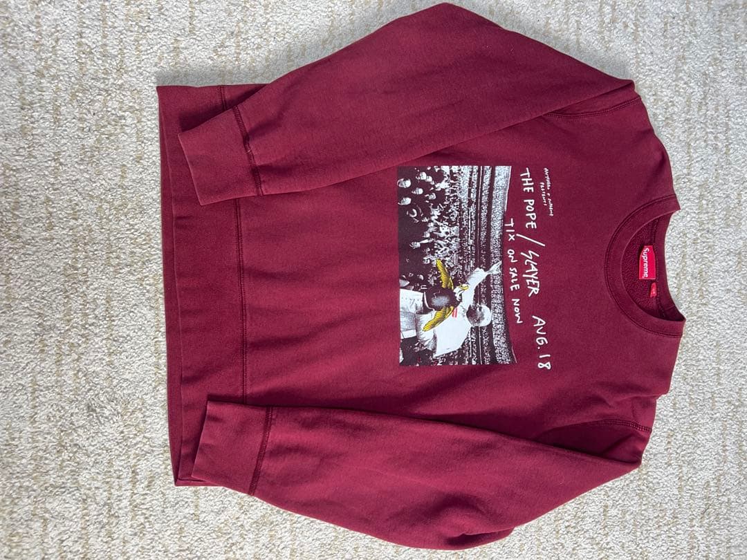 y*d様 Supreme ワインレッド　バーガンディ スウェット プリント付き 中古・古着通販】SUPREME (シュプリーム) 25SS Leather Appliqué Zip