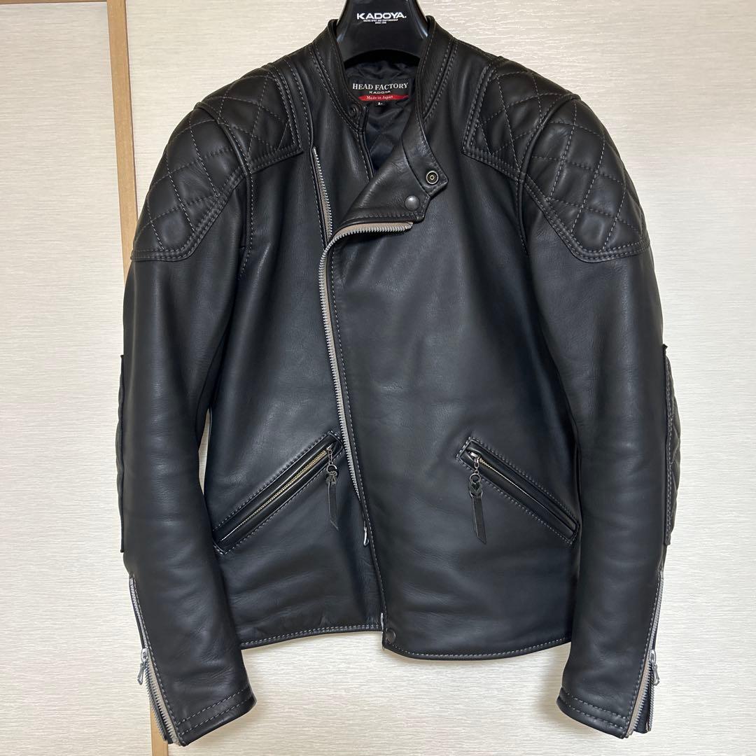 KADOYA HEAD FACTORY レザージャケット Lサイズ ブラック 革ジャン ハイネック セミダブル レザージャケット｜カドヤ公式