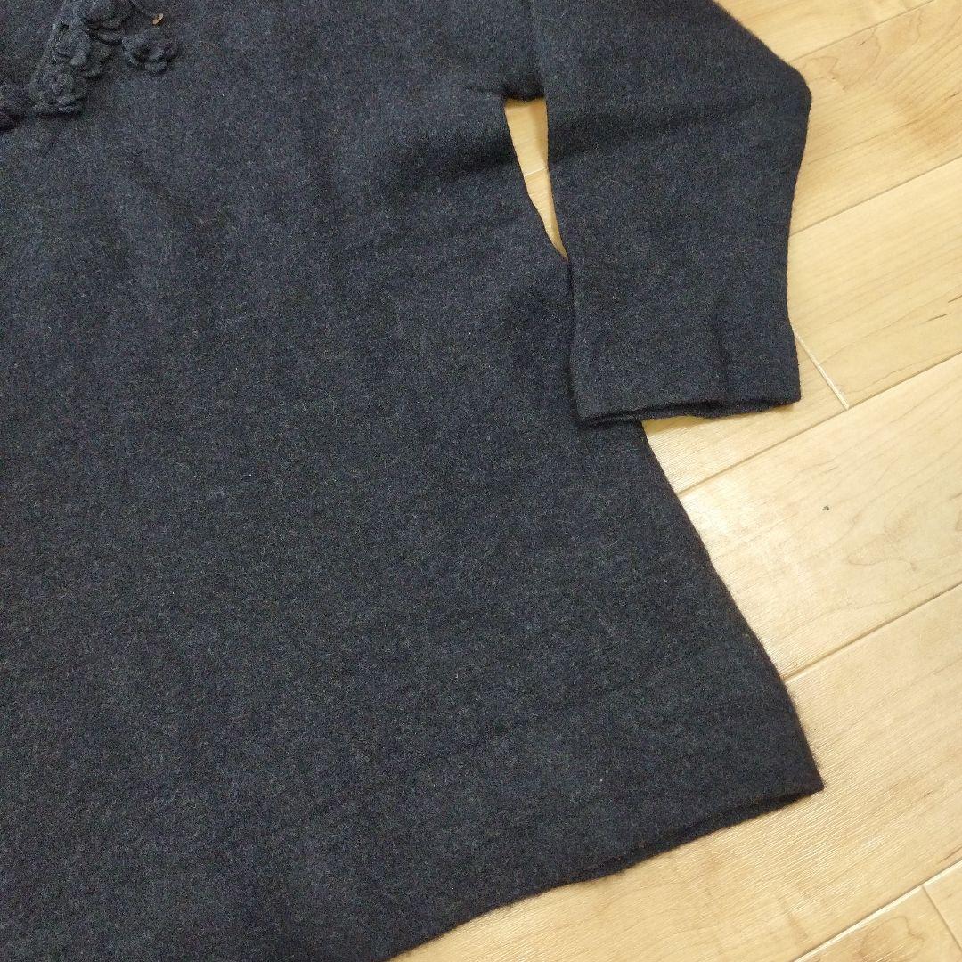 115】45R フロート縮絨 フリル ウール ニット セーター お花 長袖