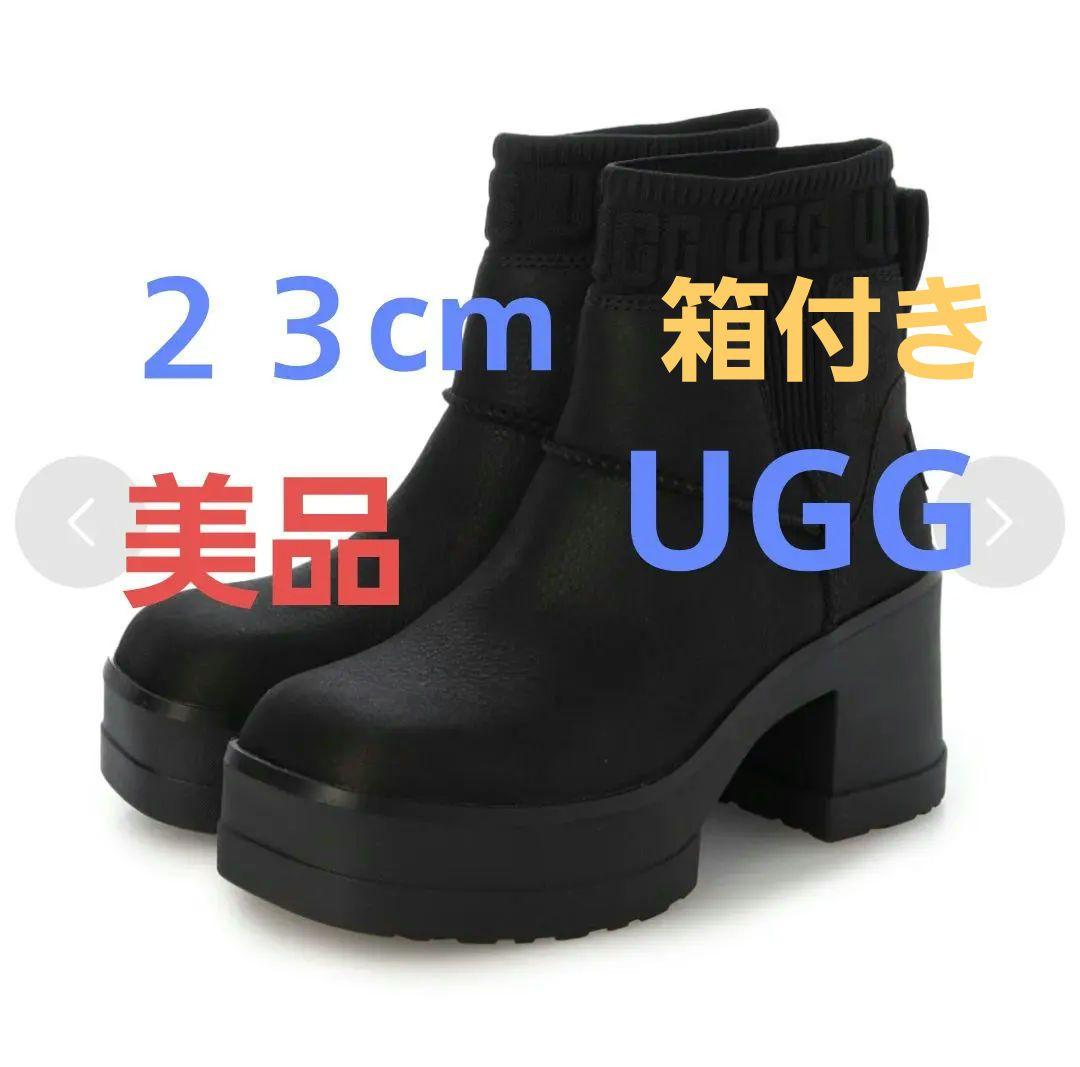 UGG ブラック サイドゴアブーツ アグ 厚底 ヒール 黒 ブーツ - メルカリ