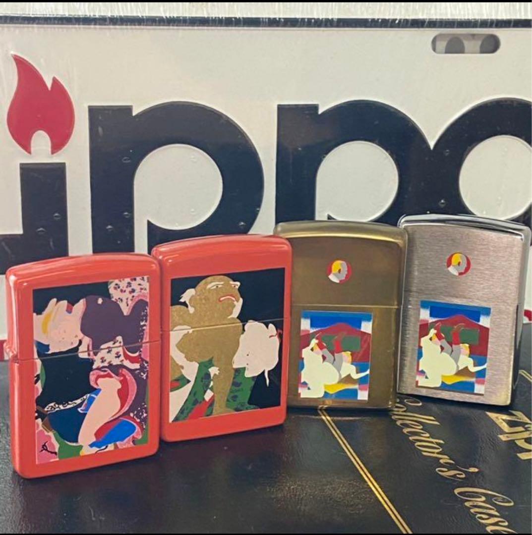 未使用 ZIPPO 1994年製 横尾忠則浮世絵春画シリーズうるし塗り4点