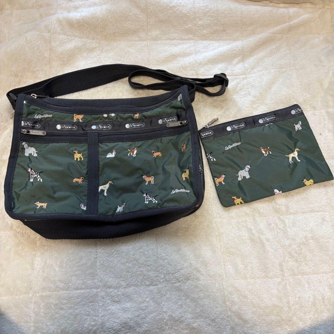 美品] レスポートサック 刺繍 犬柄 ブリード オブ ドッグ ショルダー