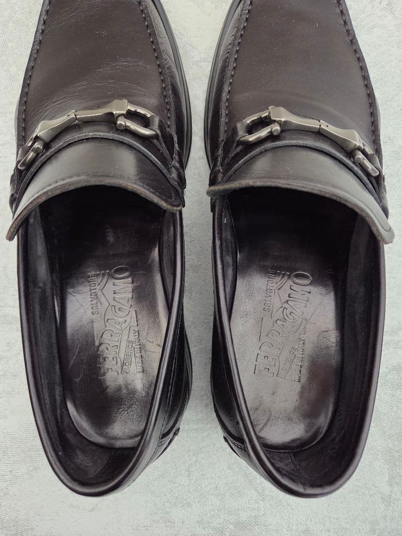 【美品】FERRAGAMO ガンチーニ ローファー 24.5cm ダークブラウン
