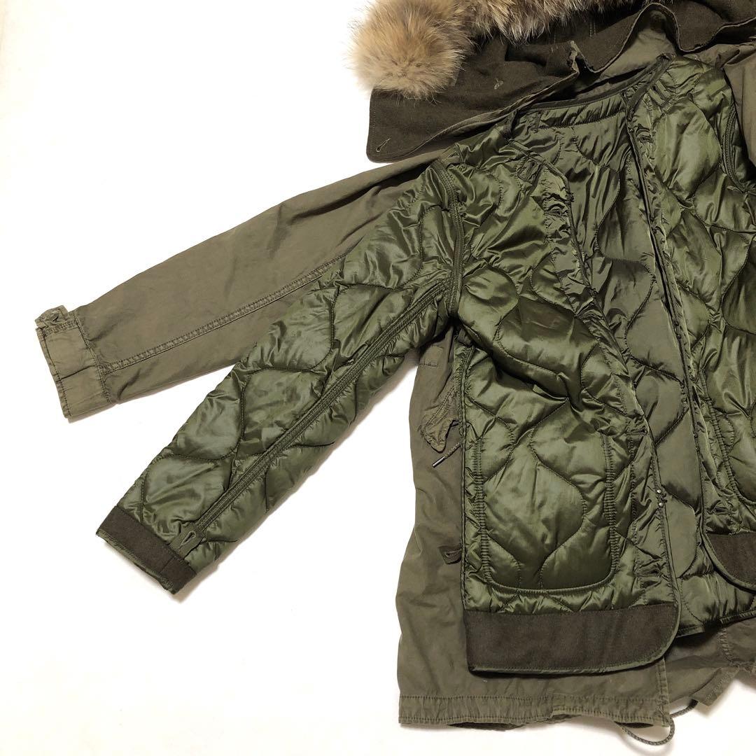 ゴア】モッズコート ミリタリー キルトインナー ラクーンファー 脱着