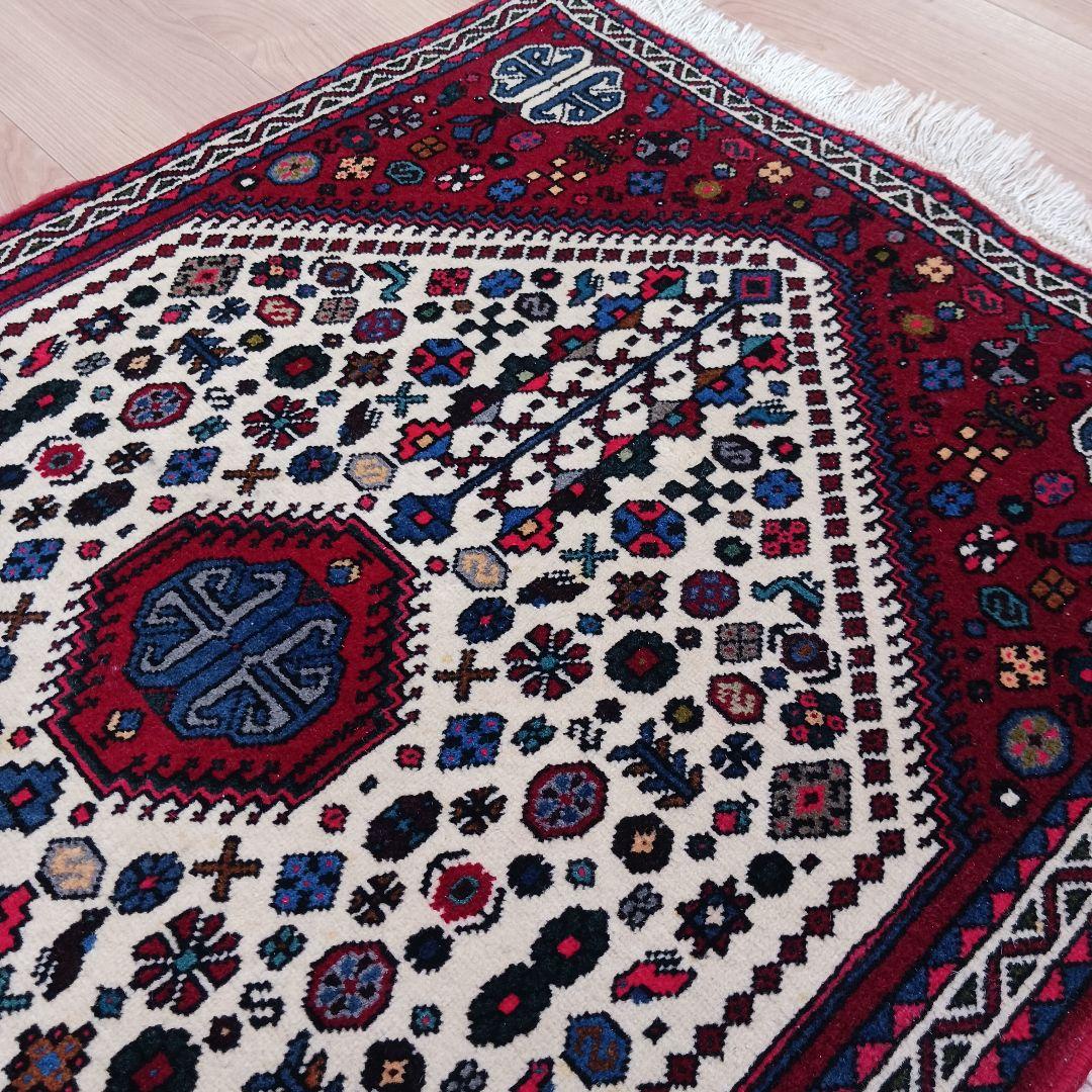 Y1726 ペルシャ絨毯 イラン ウール 手織り105×68㎝ マット 魁◇最高級