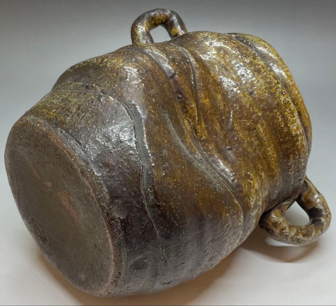 古備前 波状文 窯印 耳付水指 耳付花入 双耳