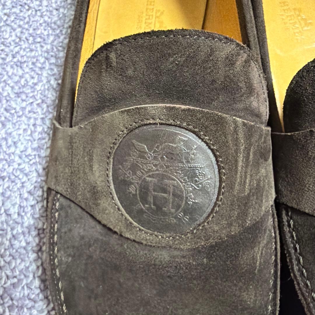A*I様 HERMES ダークブラウン スエード ローファー超美品42 - メルカリ