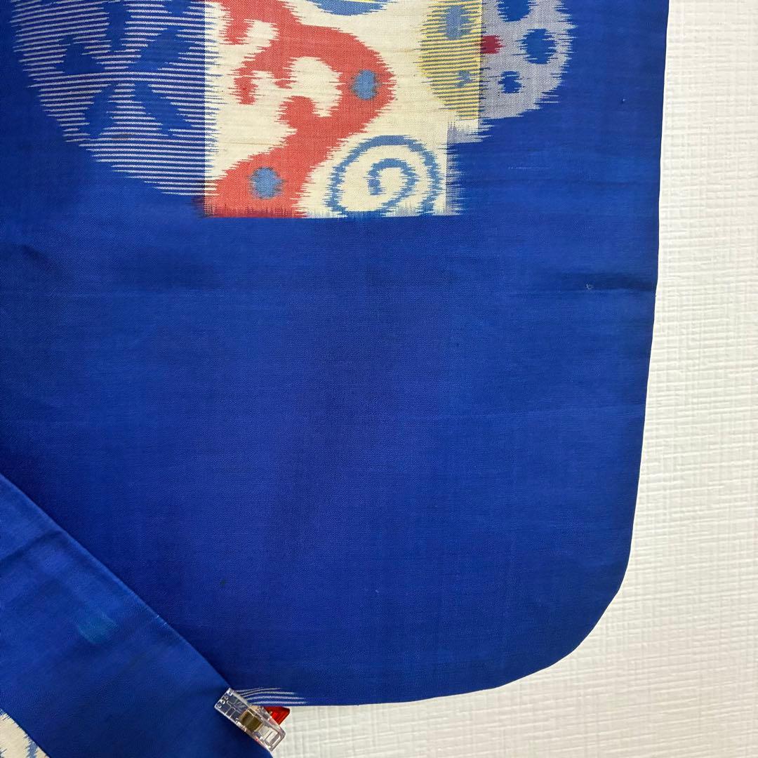 極美品】【銘仙】【単衣】身丈157 ロイヤルブルー 幾何学丸紋 トール