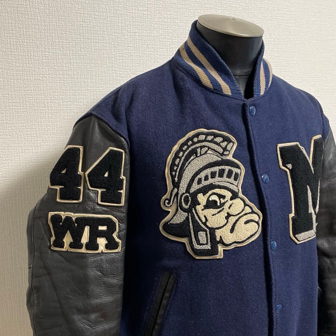 80s ゴールデンベア 袖革 スタジャン ビッグワッペン USA製 ビンテージ