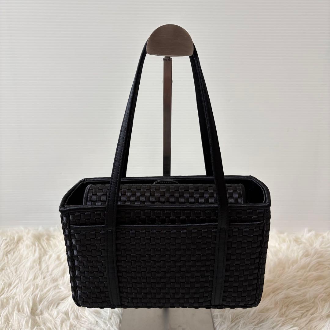 新品 銀座和光WAKO 編み込みハンドバッグ セレモニー 冠婚葬祭 黒