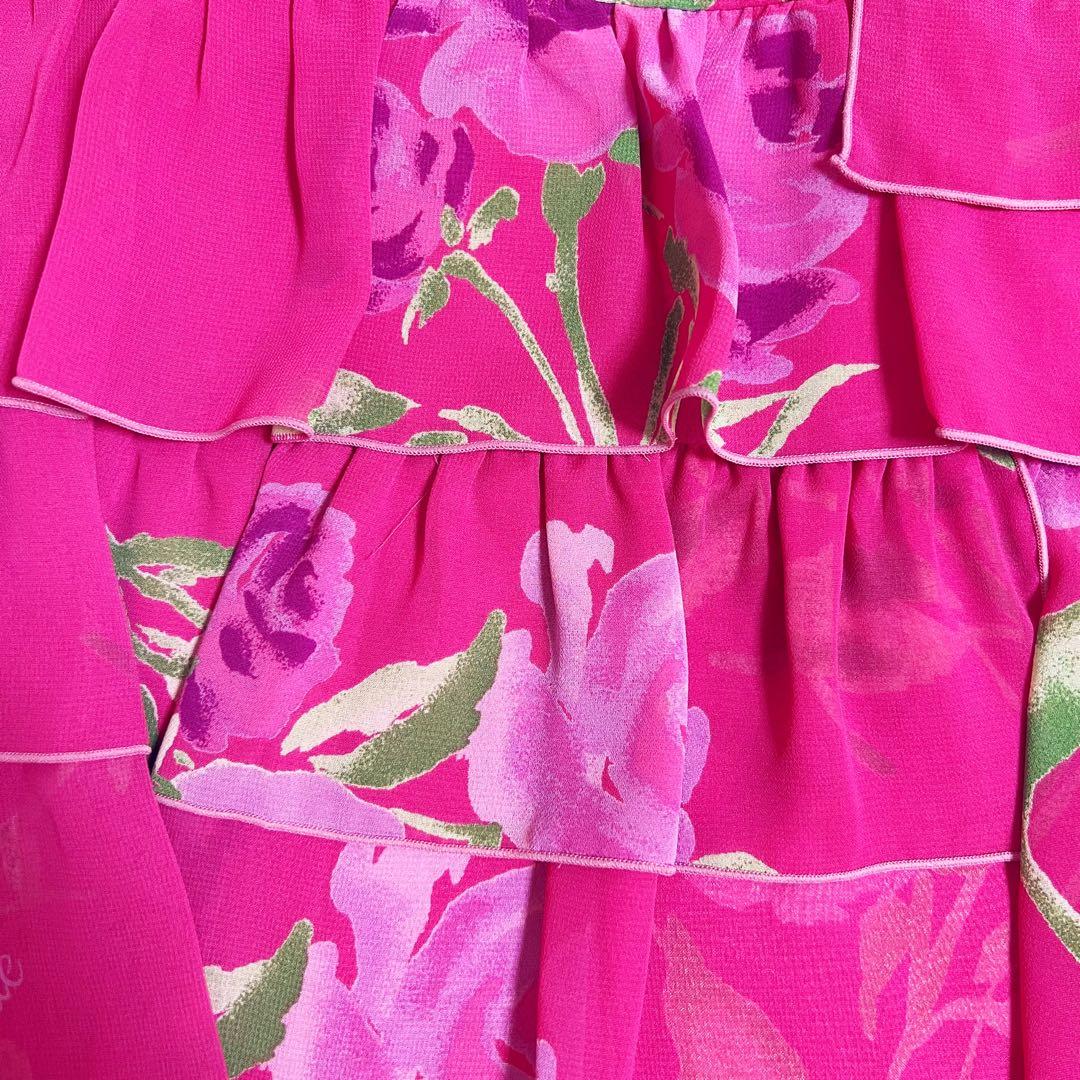 ジーザスディアマンテ プレミアムローズ柄 膝丈ワンピース ピンク