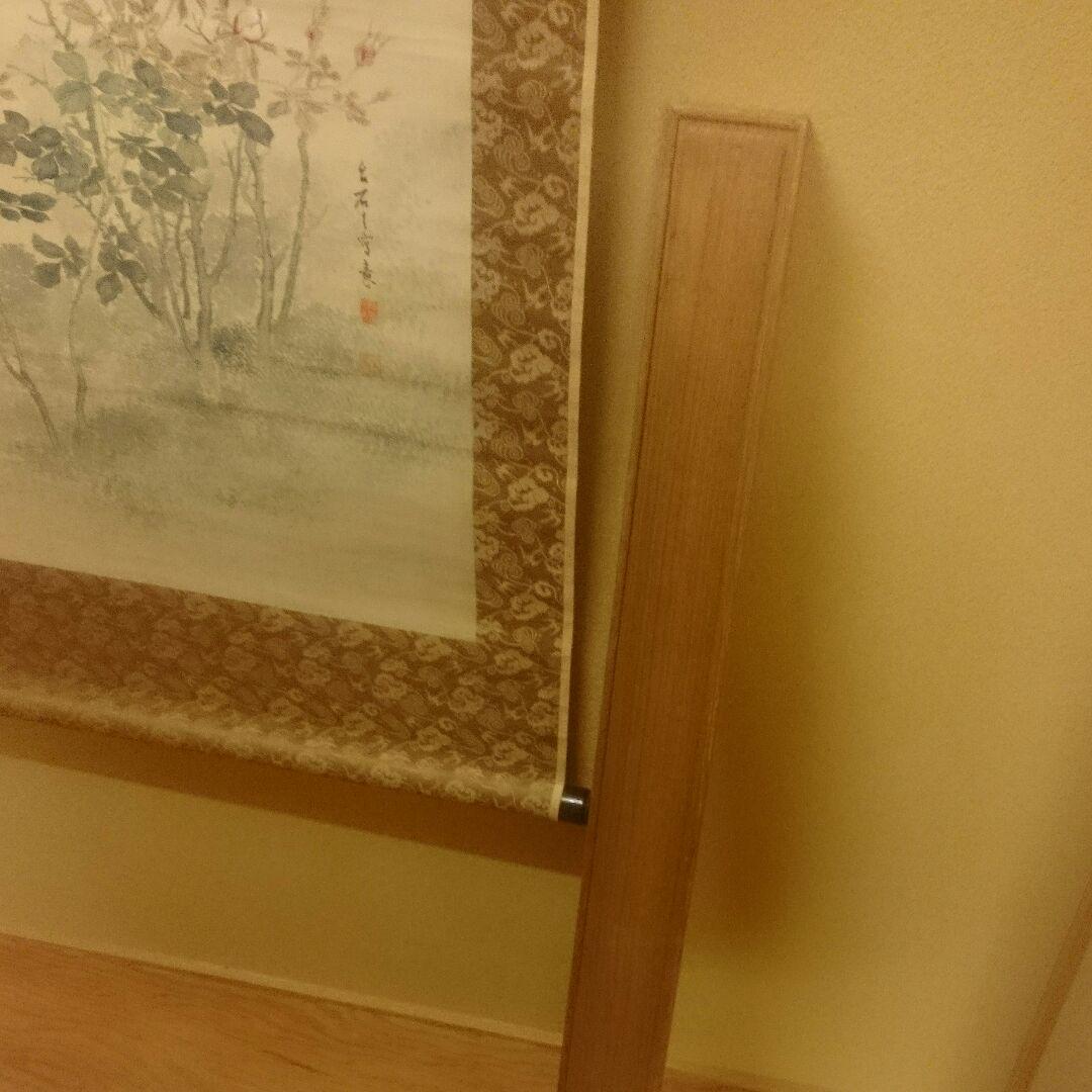 真作】 名品 2尺大幅 掛け軸「薔薇と雀の図」藤田苔石 - メルカリ