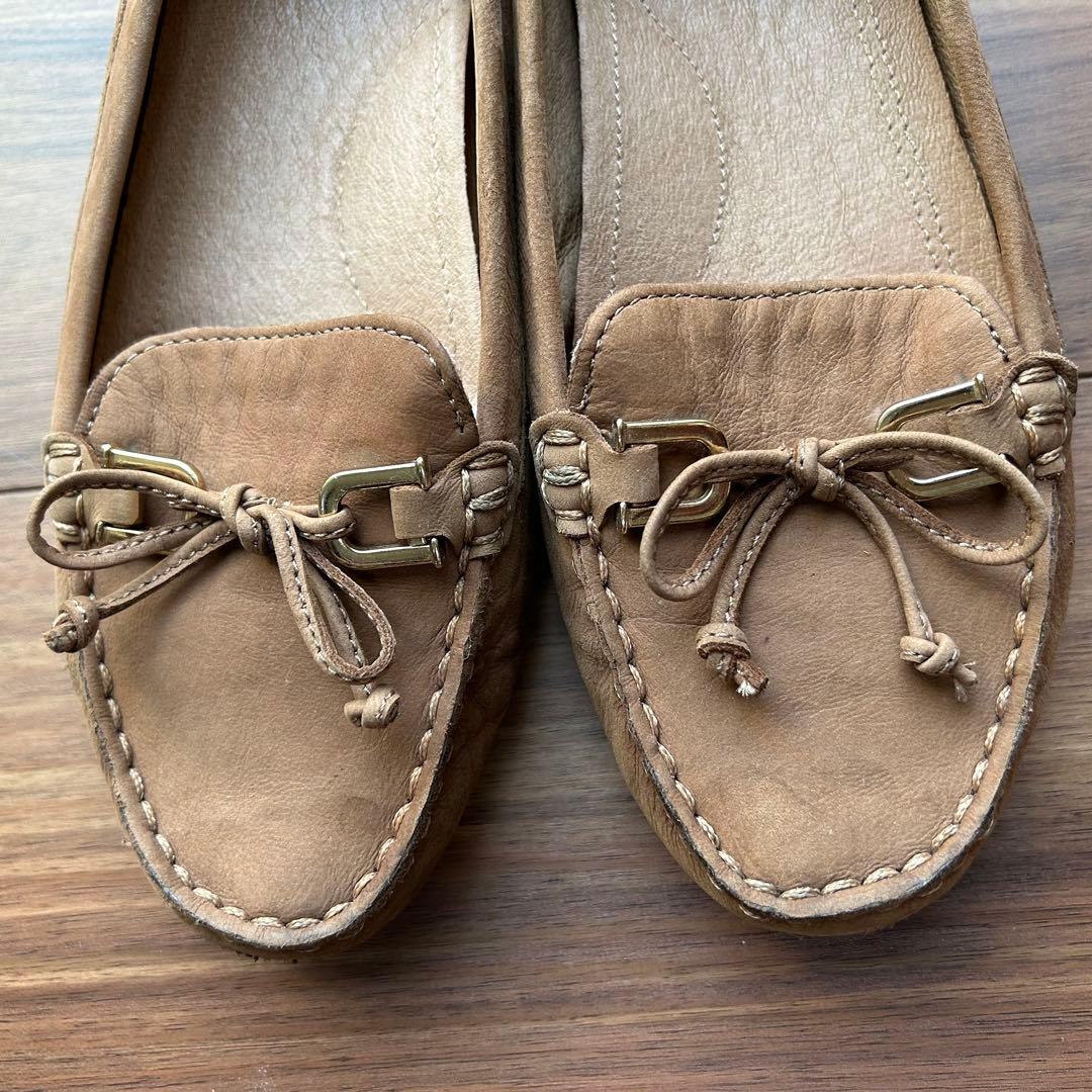 UGGアグ】ローファー モカシン ゴールドロゴ リボン チェスナット 7