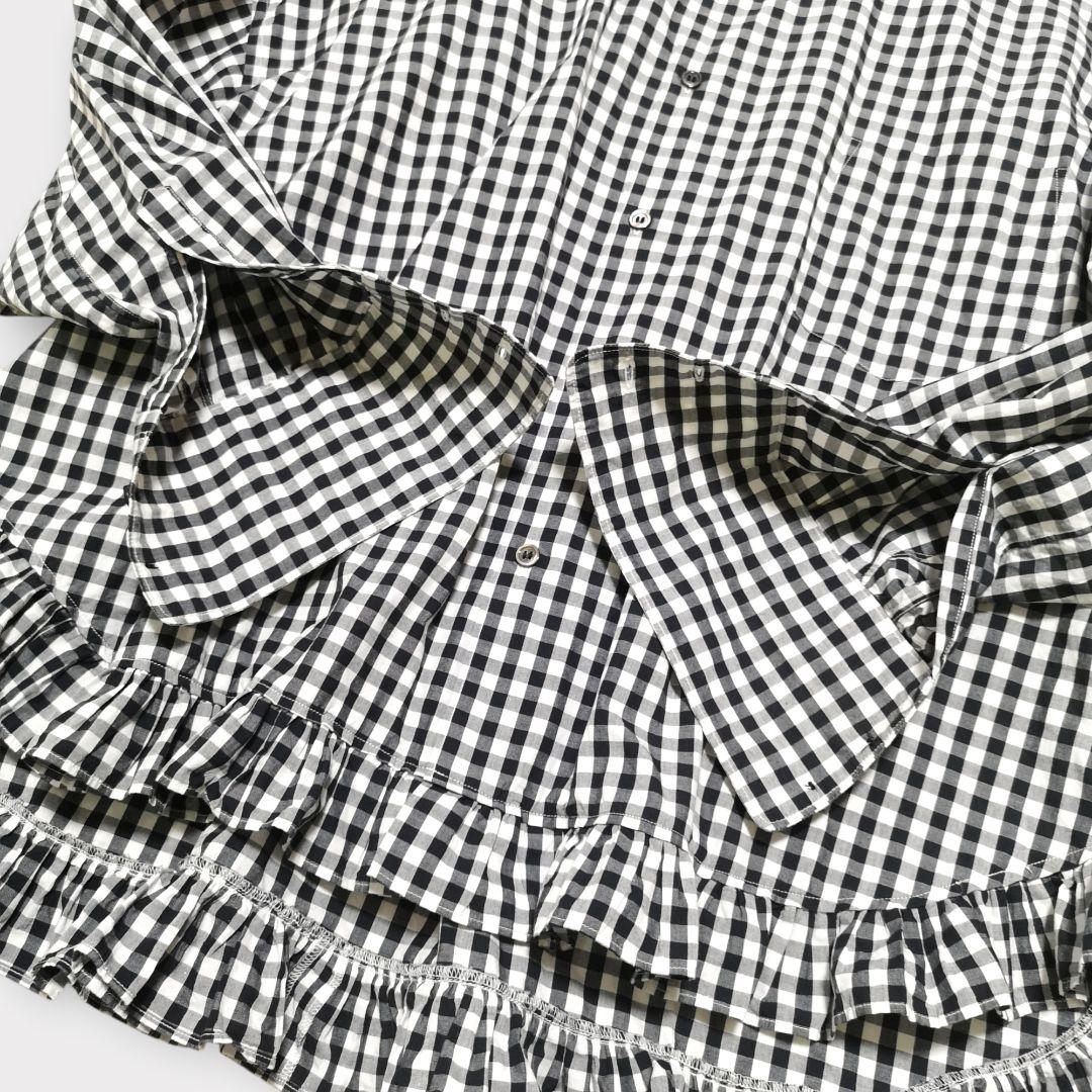 美品 コムデギャルソンガール ラウンドカラー フリル ギンガムチェック