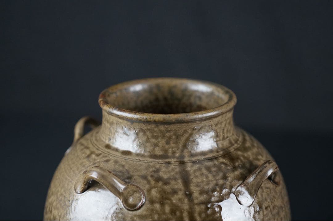 尾中窯 市野信水 作 丹波焼 茶壺 飾壺 陶印 共箱