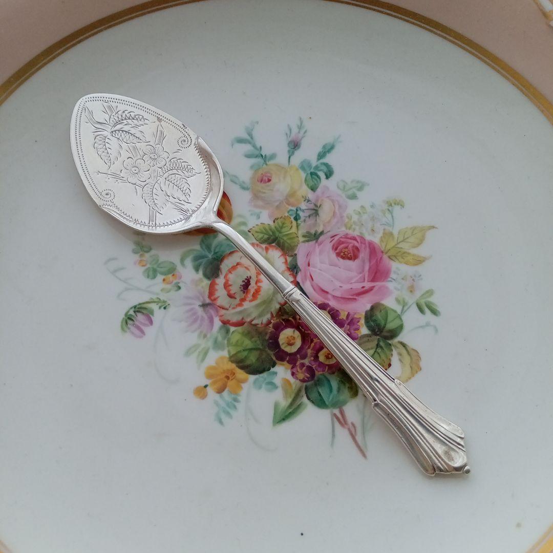 アンティークシルバー ジャムスプーン 英国 純銀 スターリングシルバー イギリス 英国アンティーク銀器【純銀】1874年 透かしのスプーン,ジャムスプーン