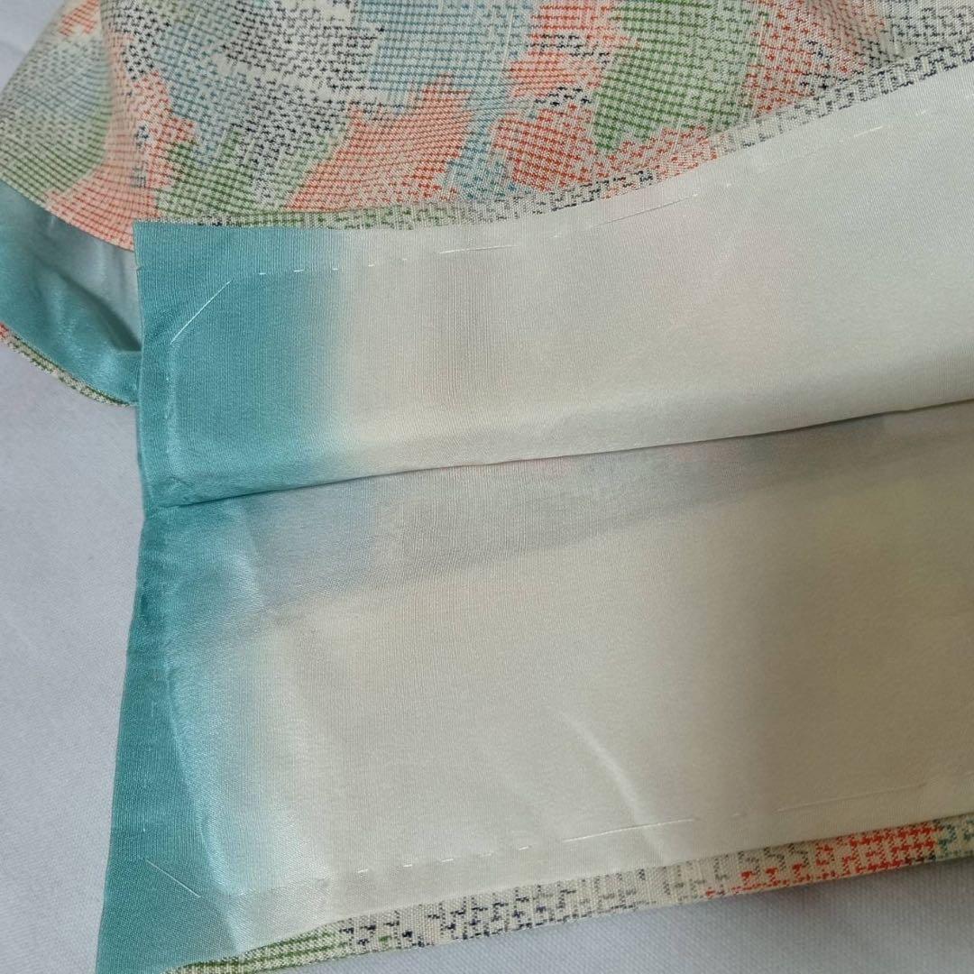 タ8879 未使用近い 美品 袷 紬 白紬 十日町紬系 小紋 正絹 フルセット