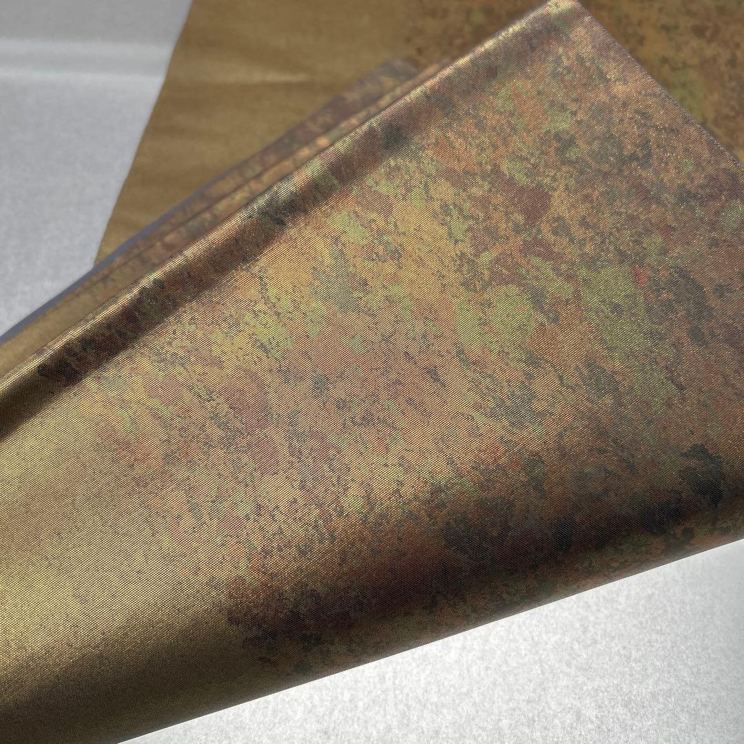 本金箔 金泥箔】シルク製 六通柄袋帯 金色と茶色のグラデーション0105
