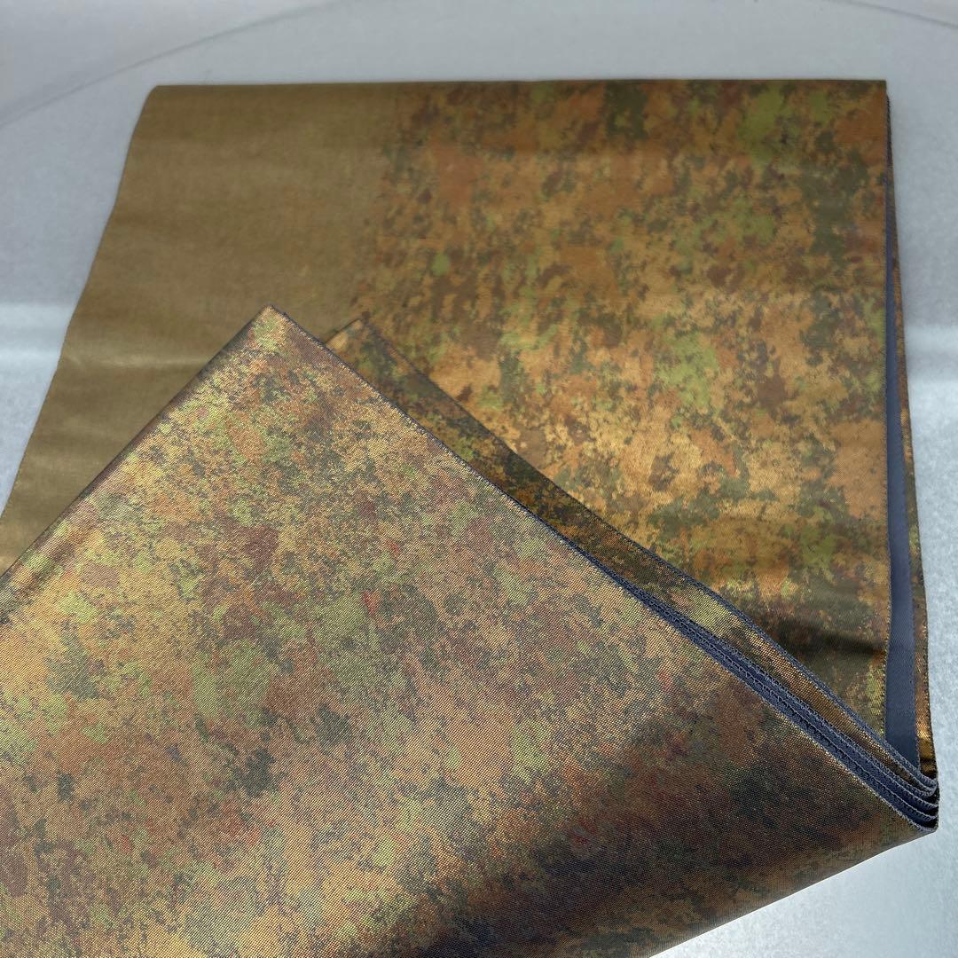 本金箔 金泥箔】シルク製 六通柄袋帯 金色と茶色のグラデーション0105