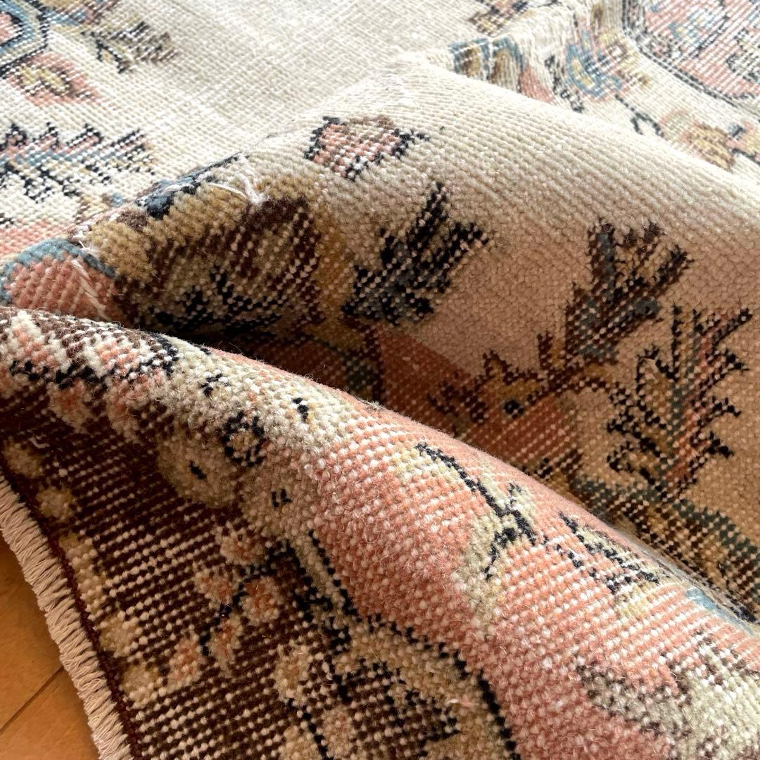 118×207 フローラルメダリオン スモーキーピンク トルコヴィンテージ