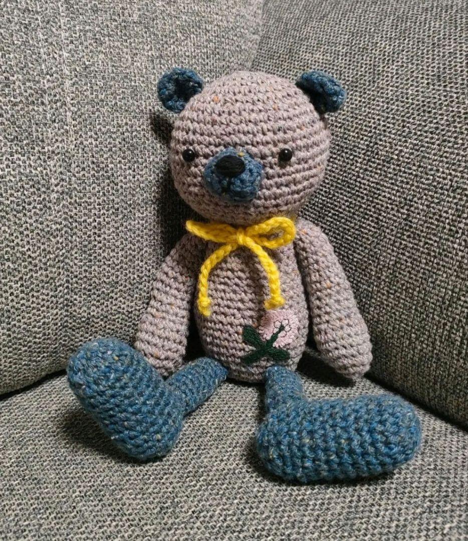 あみぐるみ くま ぬいぐるみ ハンドメイド ミナペルホネンかけら付き